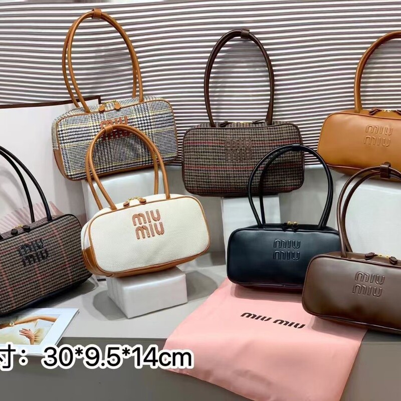 2026 New Model Miu Miu Women's Boston Briefcase Handbag, Unisex Casual Fashion Travel Bag for Women