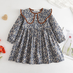 Girls' dress foreign trade autumn new style little girl fashionable floral doll collar children's dress foreign trade long-sleeved skirt wholesale