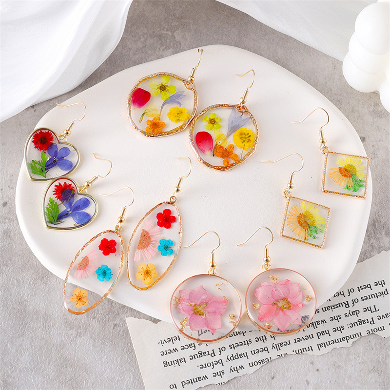 15g Weight Zinc Alloy Ear Needle Material Drop Earrings Classification 1 Pair Quantity Casual Occasion Zinc alloy Material Floral Pattern Unisex Gender Epoxy Design Pastoral, Simple Style Style 1 Pair Pastoral Simple Style Floral Epoxy Zinc Alloy Drop Earrings 1