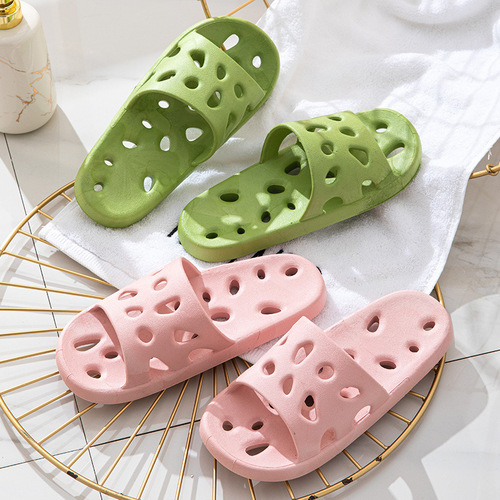 PVC material home sandals and slippers leaking feeling couple outer wear women's summer men's summer bathroom bathing soft bottom home