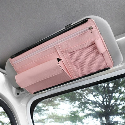Card Bag Cosmetics Bag, Car Glasses Clip/Bill Clip - pink