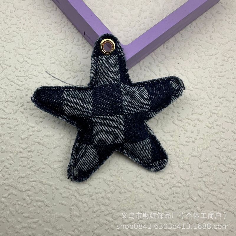 牛仔布艺充棉五角星星钥匙扣手机链包挂DIY饰品手工材料服饰配件|undefined