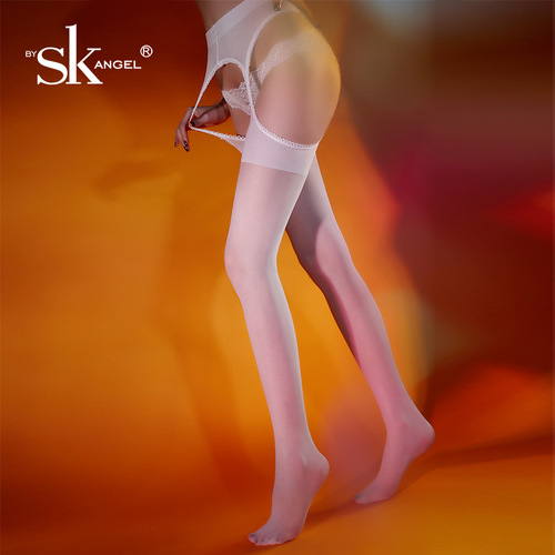 Sexy stockings for women, summer mask, soft four-sided crotchless garter stockings, hollow sexy lace pantyhose