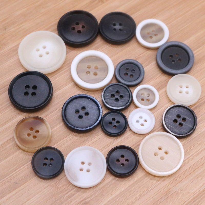 Four-eye button thin edge resin button coat windbreaker button wholesale high-end suit button resin button hand-stitched button