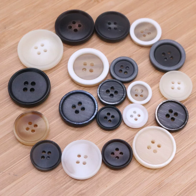 Four-eye button thin edge resin button coat windbreaker button wholesale high-end suit button resin button hand-stitched button