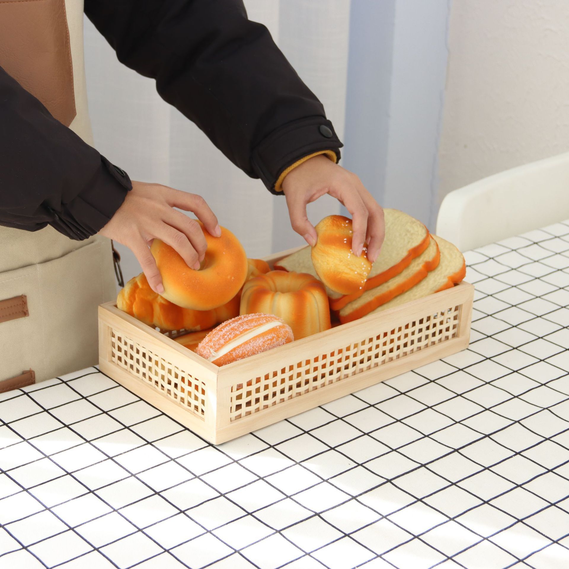 Cesta de almacenamiento de madera sólida de escritorio plegable de madera vintage transfronteriza personalizada caja de almacenamiento de libros