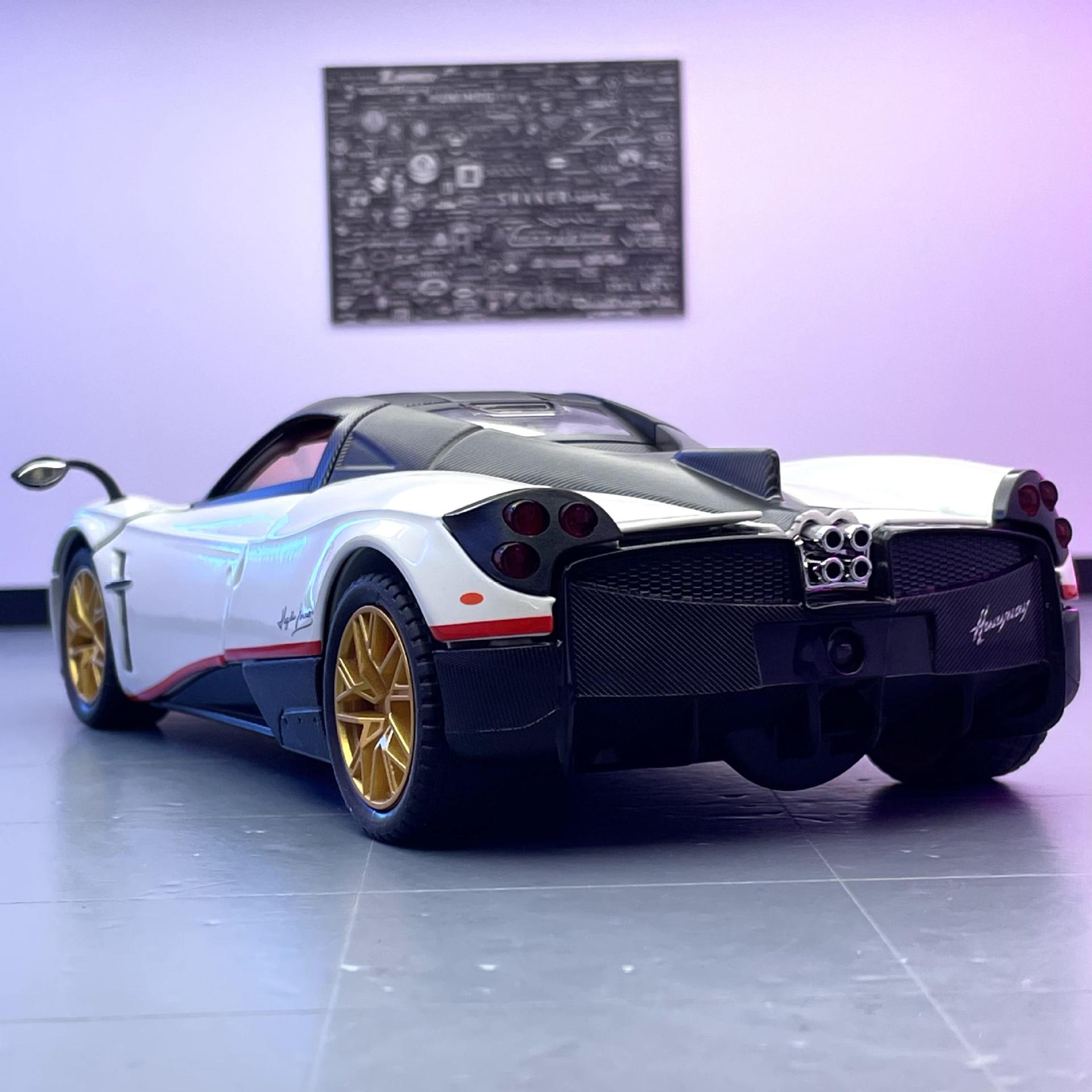 Modelo de coche de aleación de simulación de coche 1:24 Pa Garney Tire hacia atrás coche deportivo spray Función de sonido y luz modelo de coche de juguete adornos