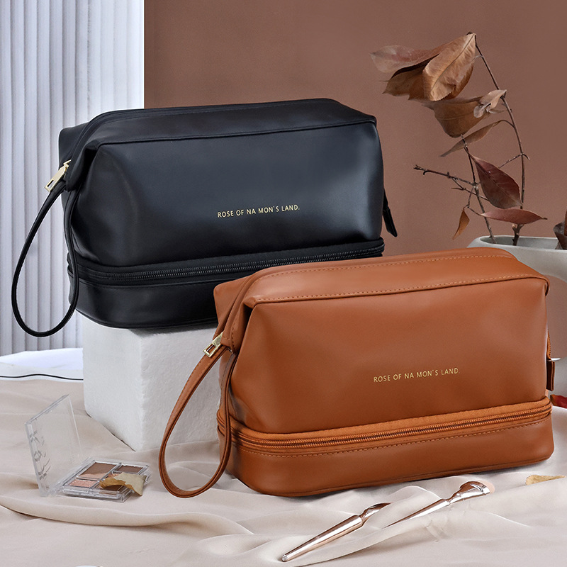 La nueva bolsa de lavado Maillard PU es impermeable y portátil de gran capacidad para damas retro, bolsa de almacenamiento de viaje de alto valor