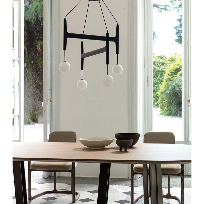New Minimalist Nordic-Chic Wooden Italian Vintage Multi-Head Restaurant Chandelier for Living Room, Grand and Elegant Villa Pendant Lamp