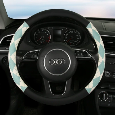 Steering wheel cover cover generation summer diamond ice - round-black-green-38cm