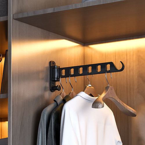 Telescopic clothes pole without punching holes wall-mounted dormitory balcony indoor toilet bathroom folding clothes drying rack