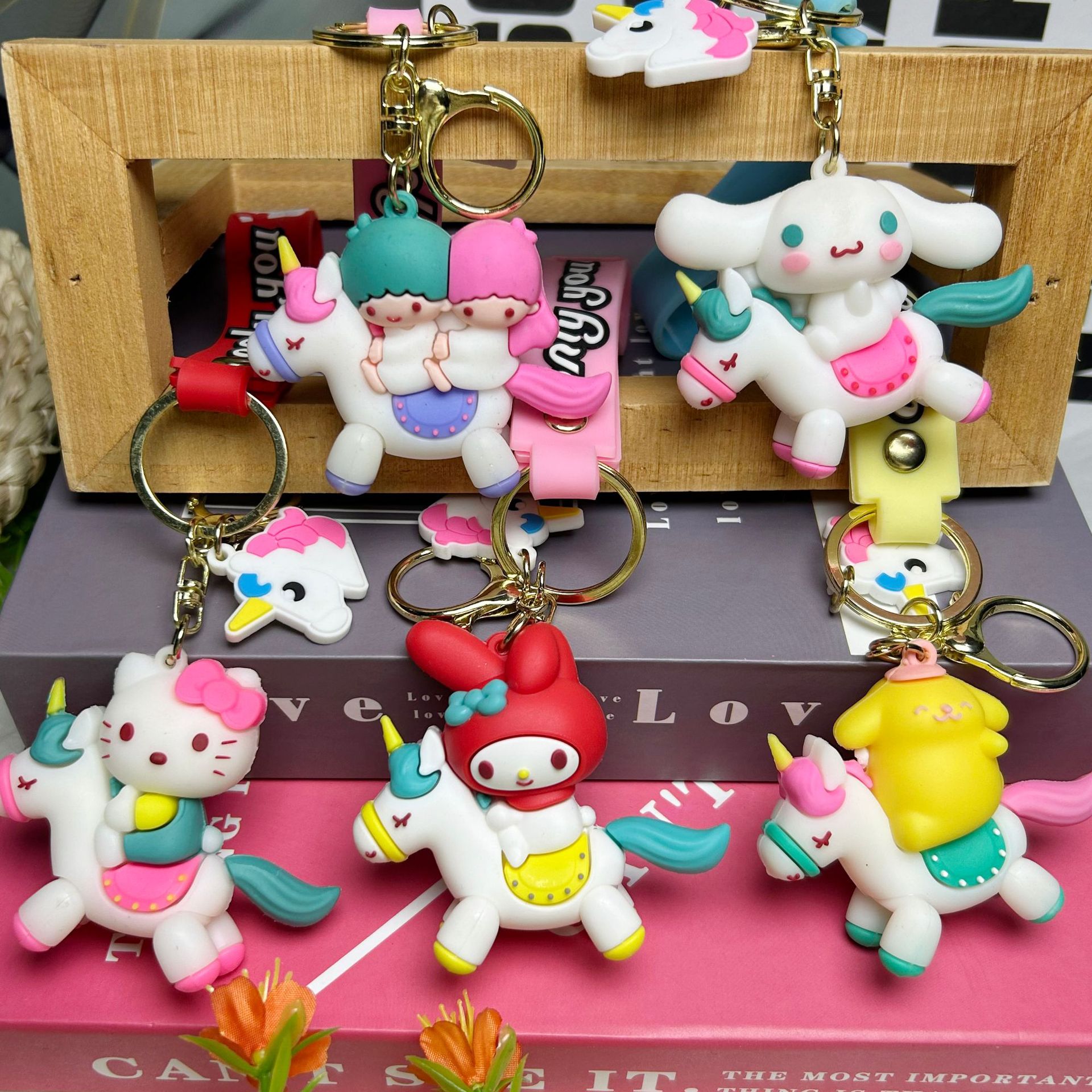Cute Horse Riding Sanrio Keychain Doll Pendant Kulomi Sanrio Keychain Doll Gum Dropping Small Animal