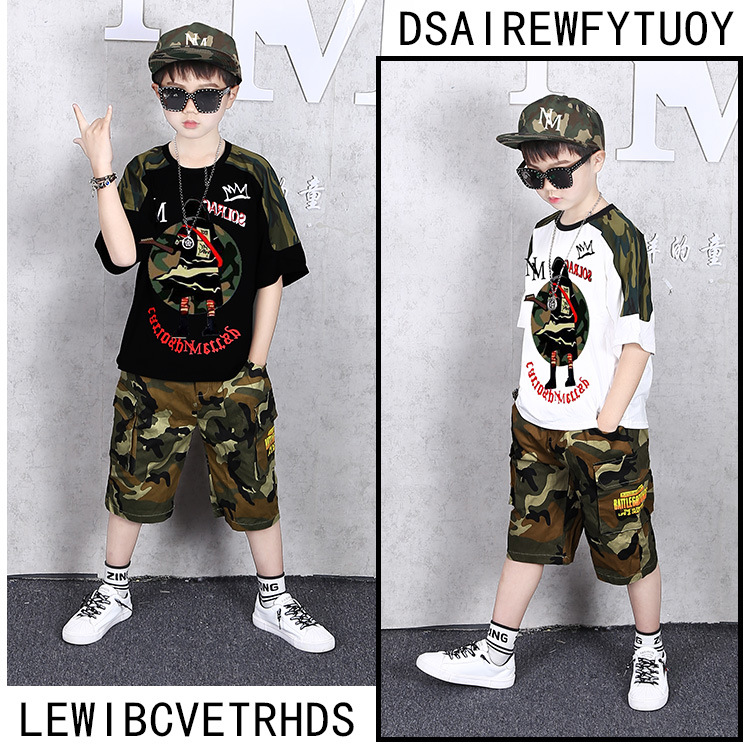 Tweedelige set 2023 Zomer Nieuwe Koreaanse editie Jongens Korte mouwen 8 jaar Middelgroot Grote jongen Trendy_voghion.com