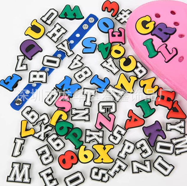 PVC letra número zapatos flor agujero zapatos zapato hebilla de color blanco zapatos luminosos accesorios cordón hebilla zapatos de jardín zapatos Accesorios