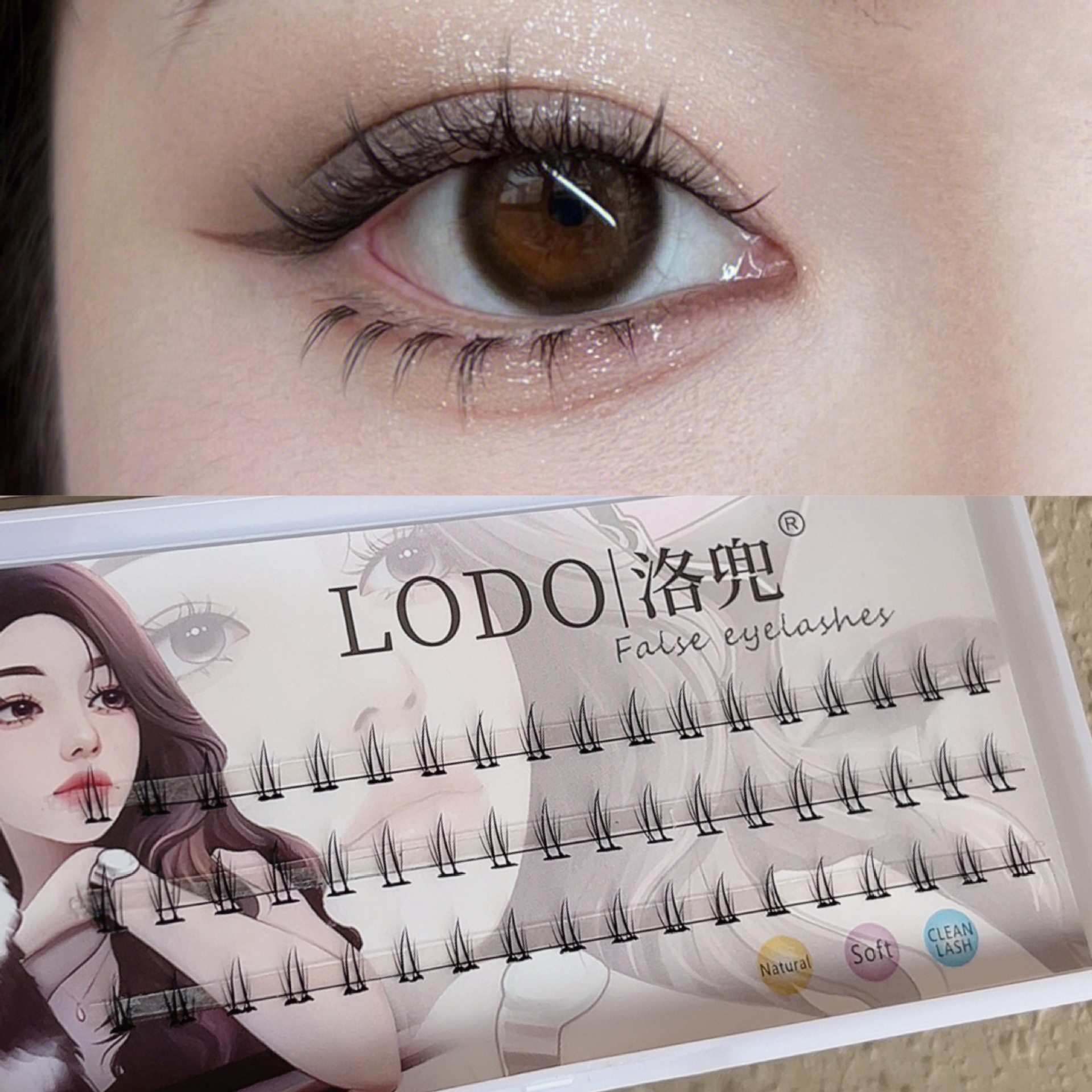 LODO pequeñas pestañas de llama pestañas postizas hembra simulación natural segmentado solo racimo transparente pestañas de tallo suave