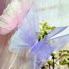 結婚幻彩真珠紗花蝶装飾写真撮影シミュレーション立体創意結婚祝い路引置物結婚部屋の配置