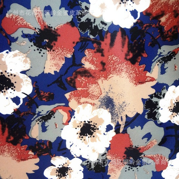 油画花朵印花 布艺面料 新款防水印花布 涤纶380斜纹印花复合牛津
