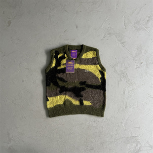 Corteiz Mohair Purple Camo Knitted Men Women Sweater Vest Knitted Embroidery Trend