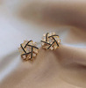 3# Golden Diamond Flower Stud Earrings