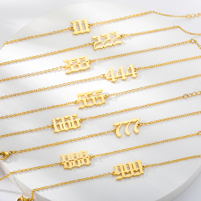 Amazon cross-border new personalized anklet 111 222 888 999 stainless steel Angel Digital year anklet Amazon cross-border new personalized anklet 111 222 888 999 stainless steel Angel Digital year anklet