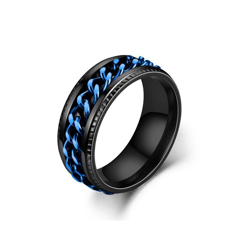 Simple Fashion Black Thin Rotatable Titanium Steel Ring display picture 3