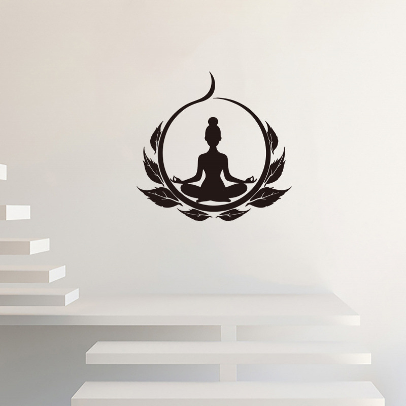 New Acc33303 Creative and Personalized Meditation and Practice Pattern Wall Stickers for Yoga Studio Wall Decoration