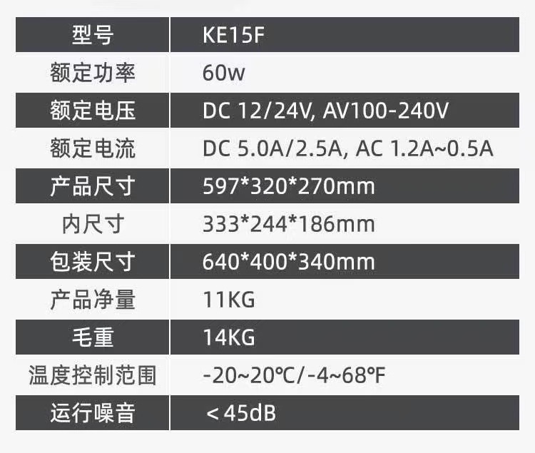 Car refrigerator with compressor cooling, 20L/25L capacity, suitable for both car and home use, 12V/24V, small freezer/refrigerator
