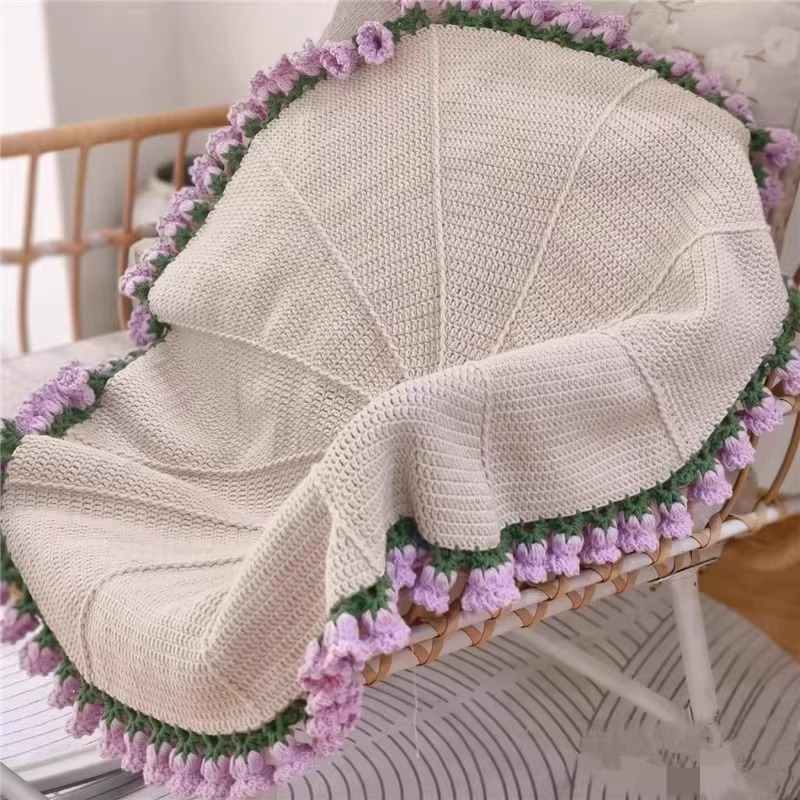 ローズブーケブランケット完成品手作りウールかぎ針編み花スズランガールフレンドの誕生日中国のバレンタインデーのDIYギフトとして|undefined