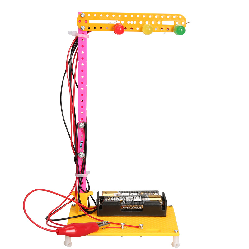 Semáforas de tráfico tecnología pequeña ciencia experimental infantil juguetes enseñanza de estudiantes pequeños paquetes de materiales DIY hechos a mano