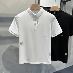 夏の新型刺繍メンズpoloシャツ半袖高級刺繍デザイン感襟tシャツファッション