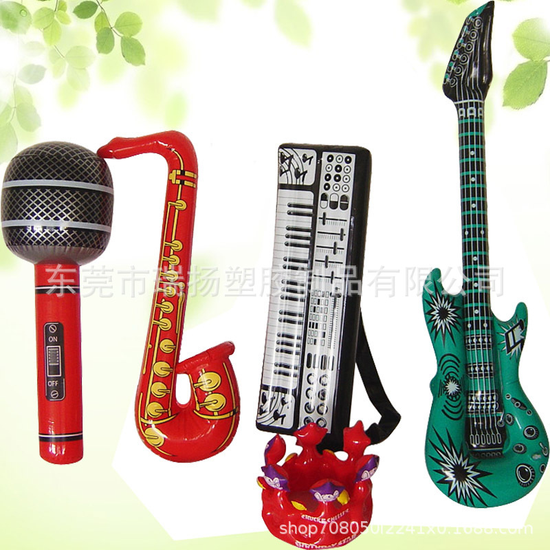儿童充气乐器玩具PVC充气吉他儿童舞台充气道具麦克风PARTY装饰品