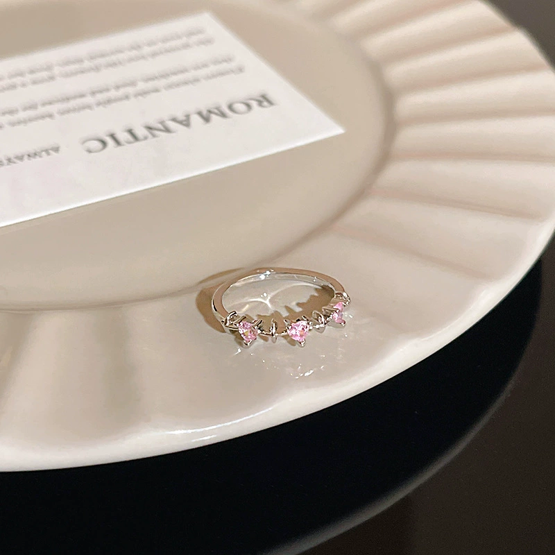 Ring adjustable, zircon micro-inlay, light-luxury simple elegant for index finger