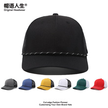 帽子可定制logo跨境欧美潮牌棒球帽加绳子装饰外贸卡车司机网帽