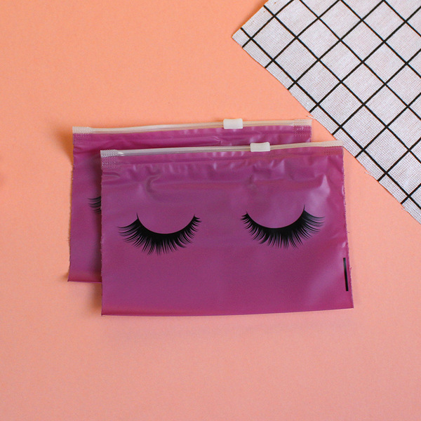 fuchsia black storage bag for eyelashes with zipper