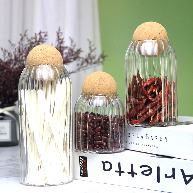 Tarro de almacenamiento de vidrio de corcho frasco de almacenamiento de granos de café hogar granos de frutas secas té especia botella de almacenamiento de vidrio