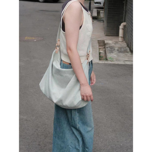 Large Capacity Lazy Style Denim Canvas Bag Women's 2024 New Slack Underarm Bag Commuter Crossbody Bag