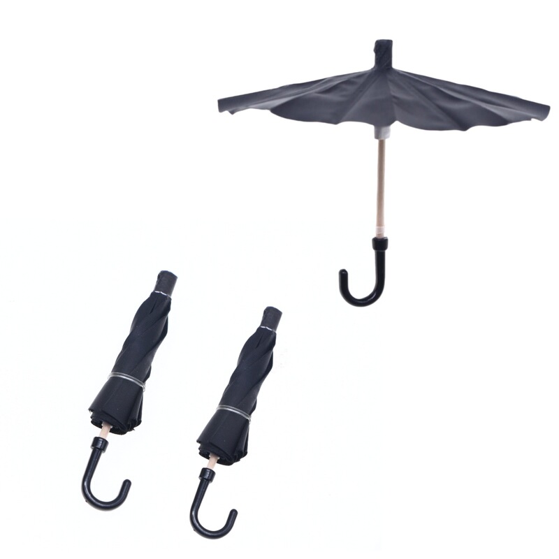 Dollhouse Doll House Mini Retro Openable Black Umbrella BJD Miniature Scene Props Model Ornaments