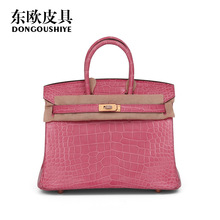 跨境新款BK25CM蜡线手缝美洲鳄高光铂金包真皮高端时尚女士手提包