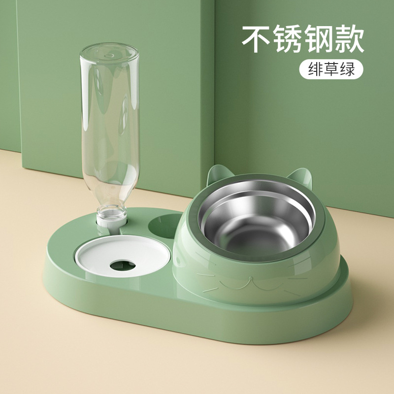 Cuenco de gato tazón de comida de cerámica protección columna cervical automático agua potable oblicua tazón de comida para gatos tazón de arroz gatito agua potable antigolpes