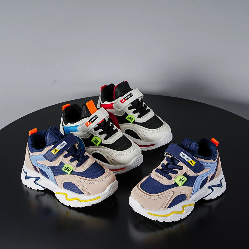 Детские осенние новые сетчатые сшитые кроссовки Студенческая мягкая подошва Красивые баскетбольные кроссовки