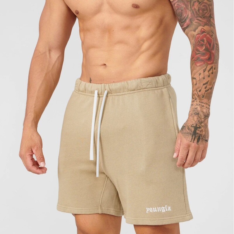 YOUNGLA New Men's Shorts Muscle Sports Fitness Cotton Print Casual Shorts Summer Basketball Training Pants