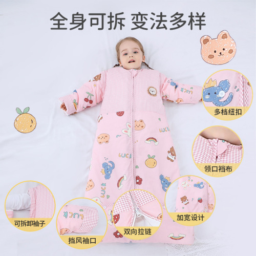 Baby 100% Cotton Sleep Bag Spring Autumn Winter Thin Model for Toddlers and Kids, Thicker Anti-Kick Blanket, All-Season Universal Use
