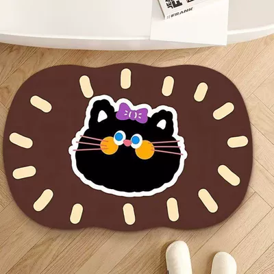 Avtomobil döşəmə paspasları — Strong Absorbent Foot Mat Diatom - purple-bow-kitten-4060cm-diatom-mud-small-size