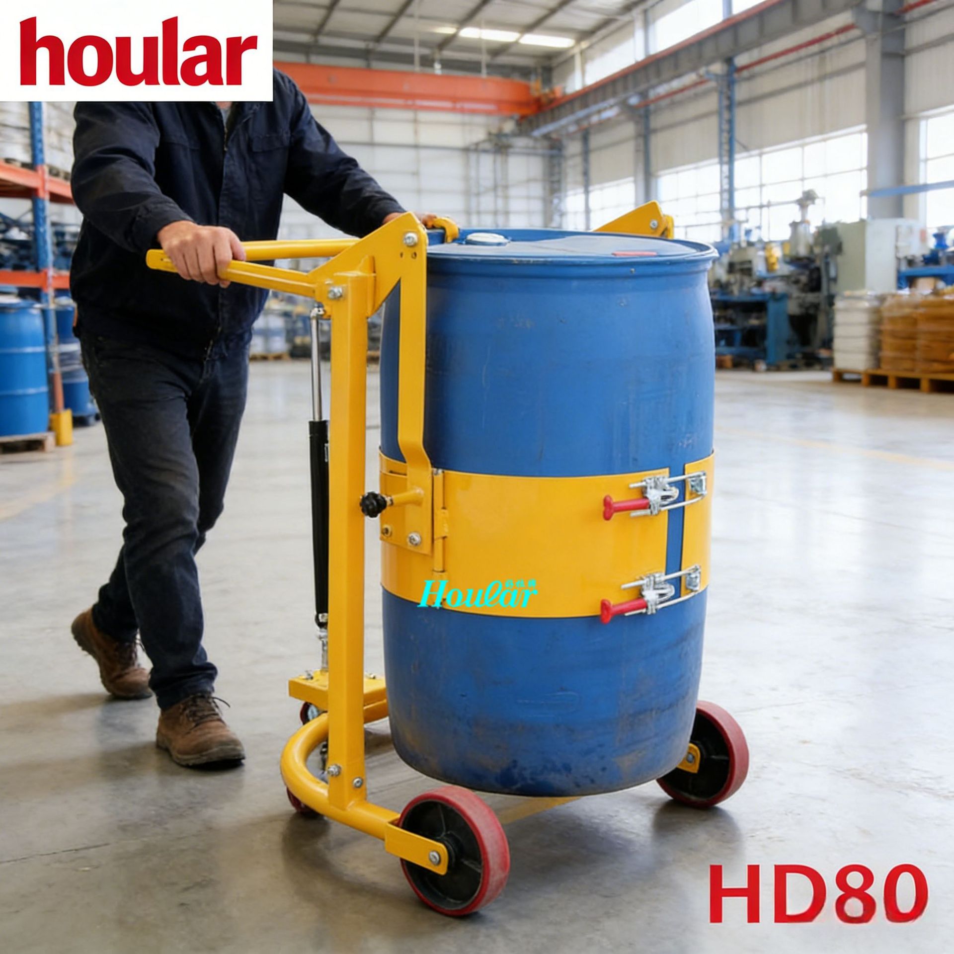 HD80A载重300kg油桶机械旋转式油桶车 经济型倒桶车