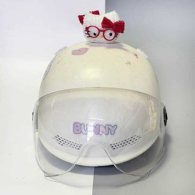 Diàndòngchē Electric Motorcycle Helmet Decoration Doll Cat Ears Quick Release Sticker (Auto Parts and Accessories) - double-sided-picture-no-helmet-kt-cat