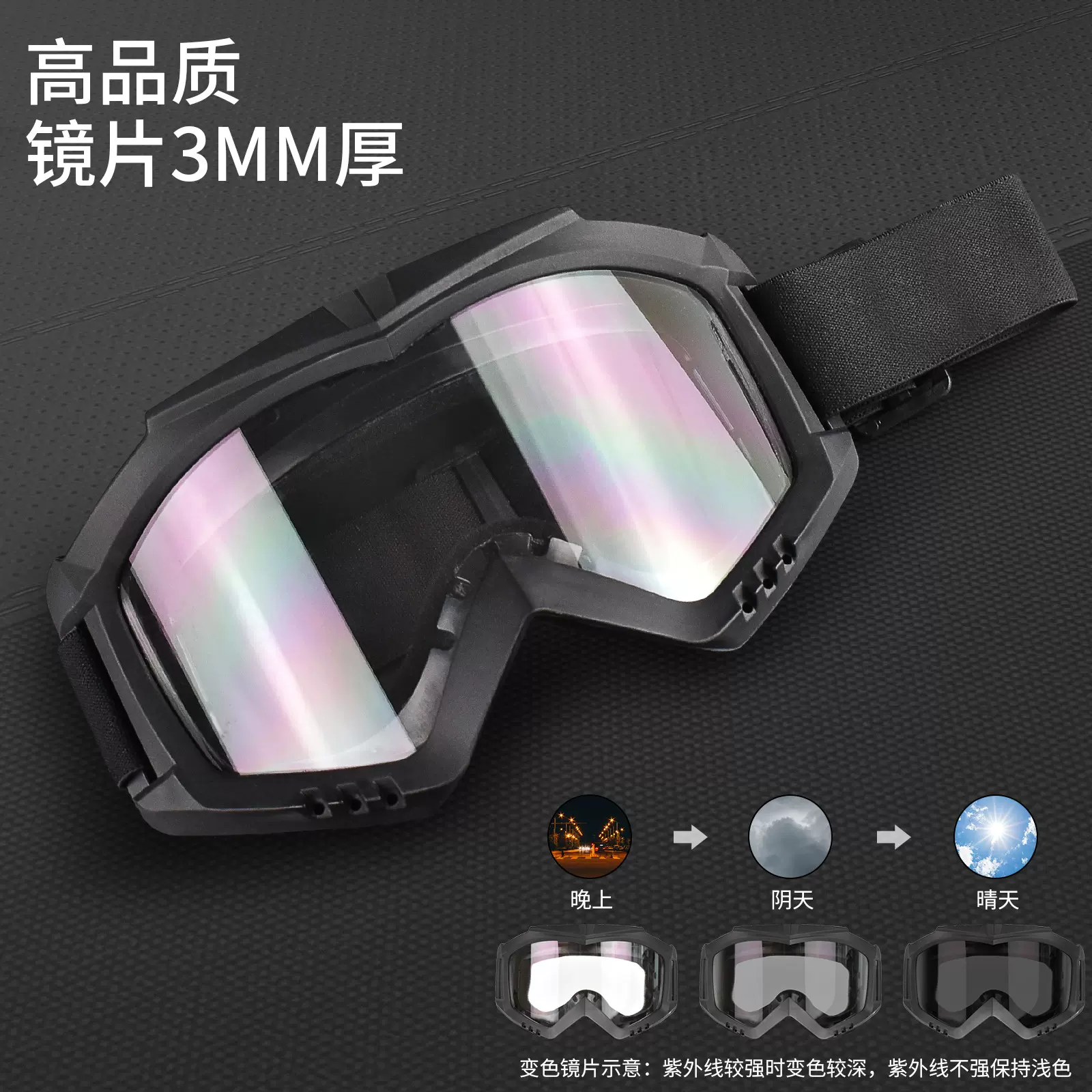 跨境变色战术护目镜军迷蝗虫CS野战射击户外骑行风镜越野防护镜