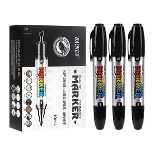 Baoke Large Double-Headed Marker Oil-Based Non-Color Waterproof Color Large-Capacity Logistics Marking Marker