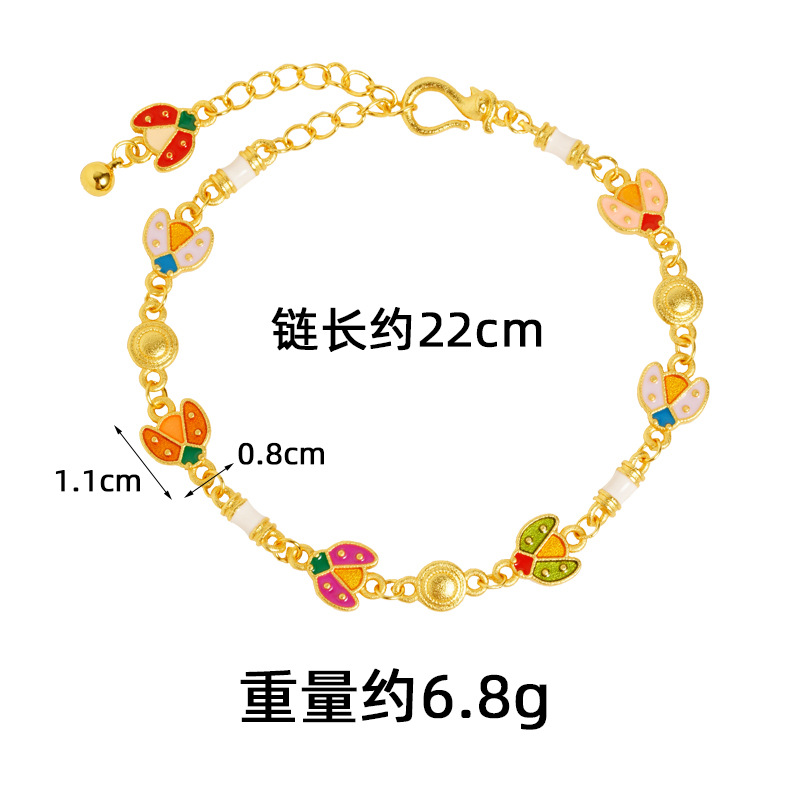 Vietnam oro ardiente azul colorido goteo de aceite mariquita pulsera multifacé no se desvanecerá alta sensación de joyas de regalo de amigos