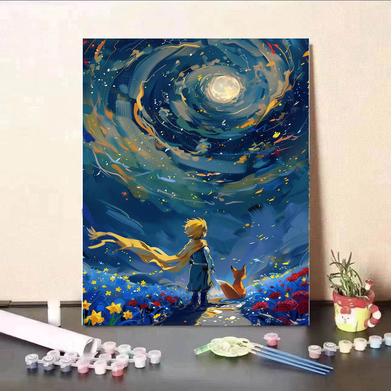 Small Planet Digital Oil Painting DIY Hand-Painted Coloring Healing Acrylic Handmade Starry Sky Wall Hanging Decoration for Living Room Gift