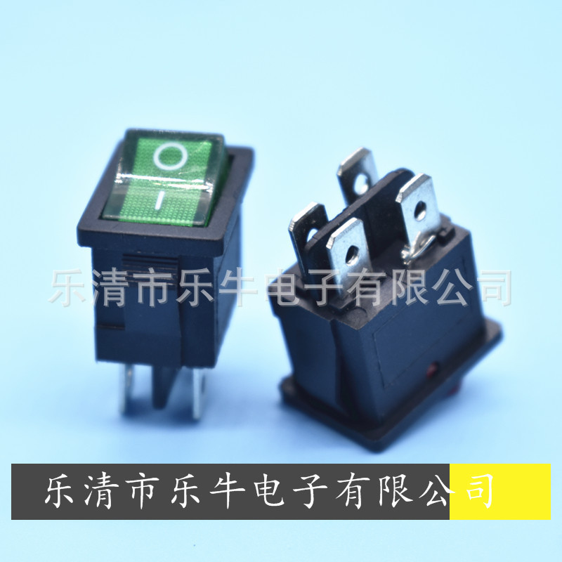 KCD1-104 开孔15*21mm 4脚二挡带灯绿色/红色带灯电源翘板开关